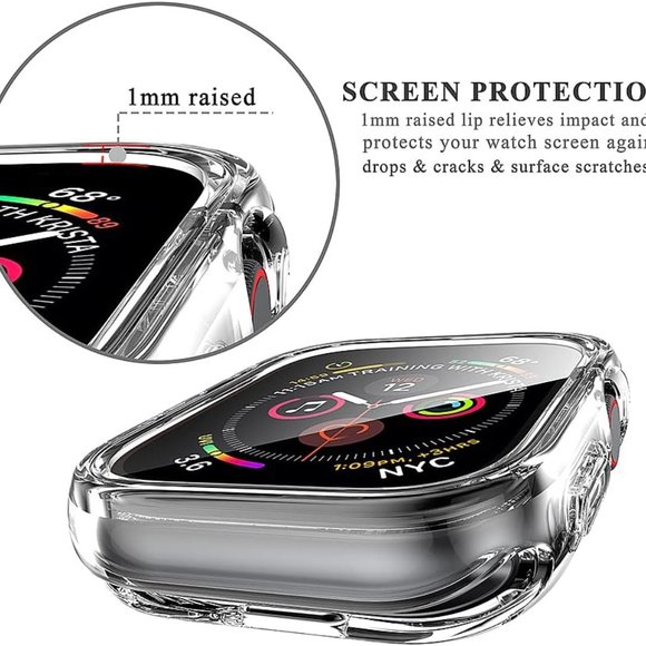 Apple Watch Case, Series 5, 7, SE, 6, 4 - Two Pack Tea Green & Clear - Picture 6 of 7